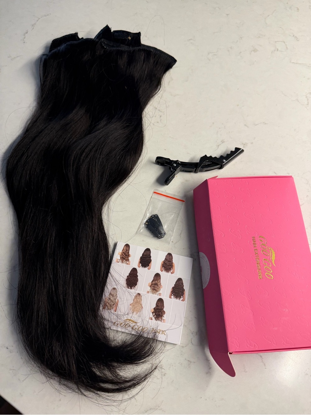 Natural Black Clip-In Hair Extensions - 18in Goo Goo brand